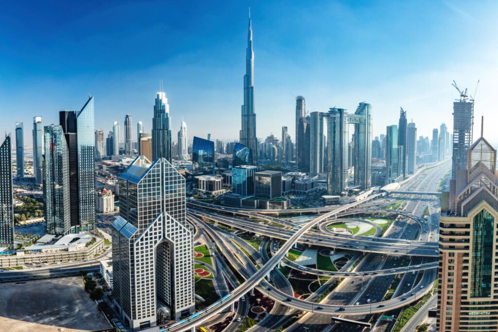 Dubai skyline with Burj Khalifa and modern city infrastructure representing career opportunities and relocation through the UAE work permit from India pathway.